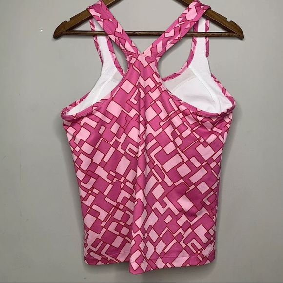Nike Performance Pink Geometric Tank With Built In Bra Women’s Size Large - Picture 9 of 10